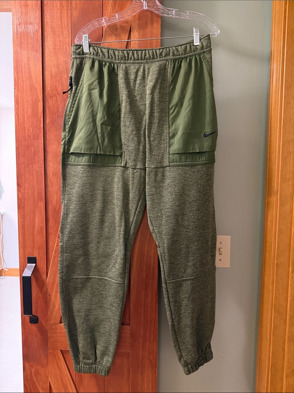 Nike Olive Green Two-Tone Athletic Joggers